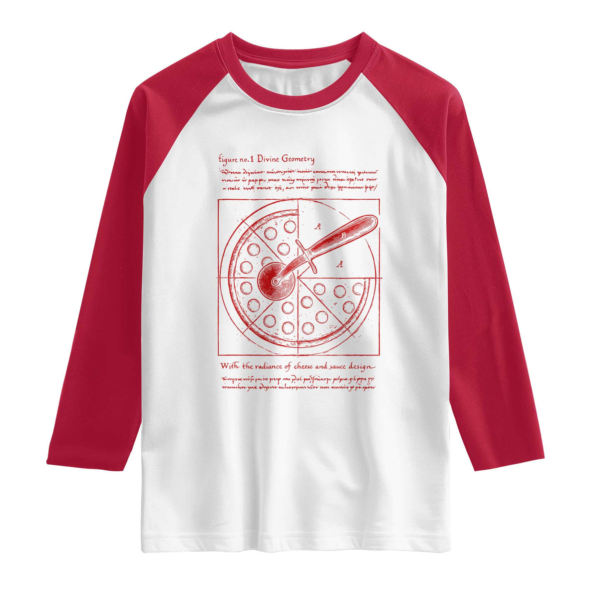 Funny The Vitruvian Pizza Raglan Shirt Pizza Baker Leonardo Da Vinci Artwork