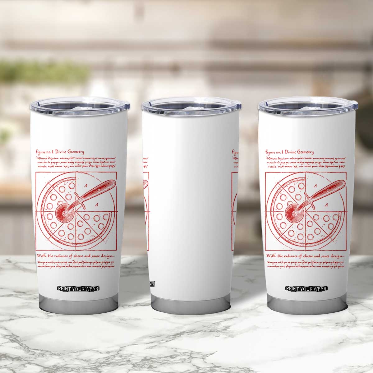 Funny The Vitruvian Pizza Tumbler Cup Pizza Baker Leonardo Da Vinci Artwork