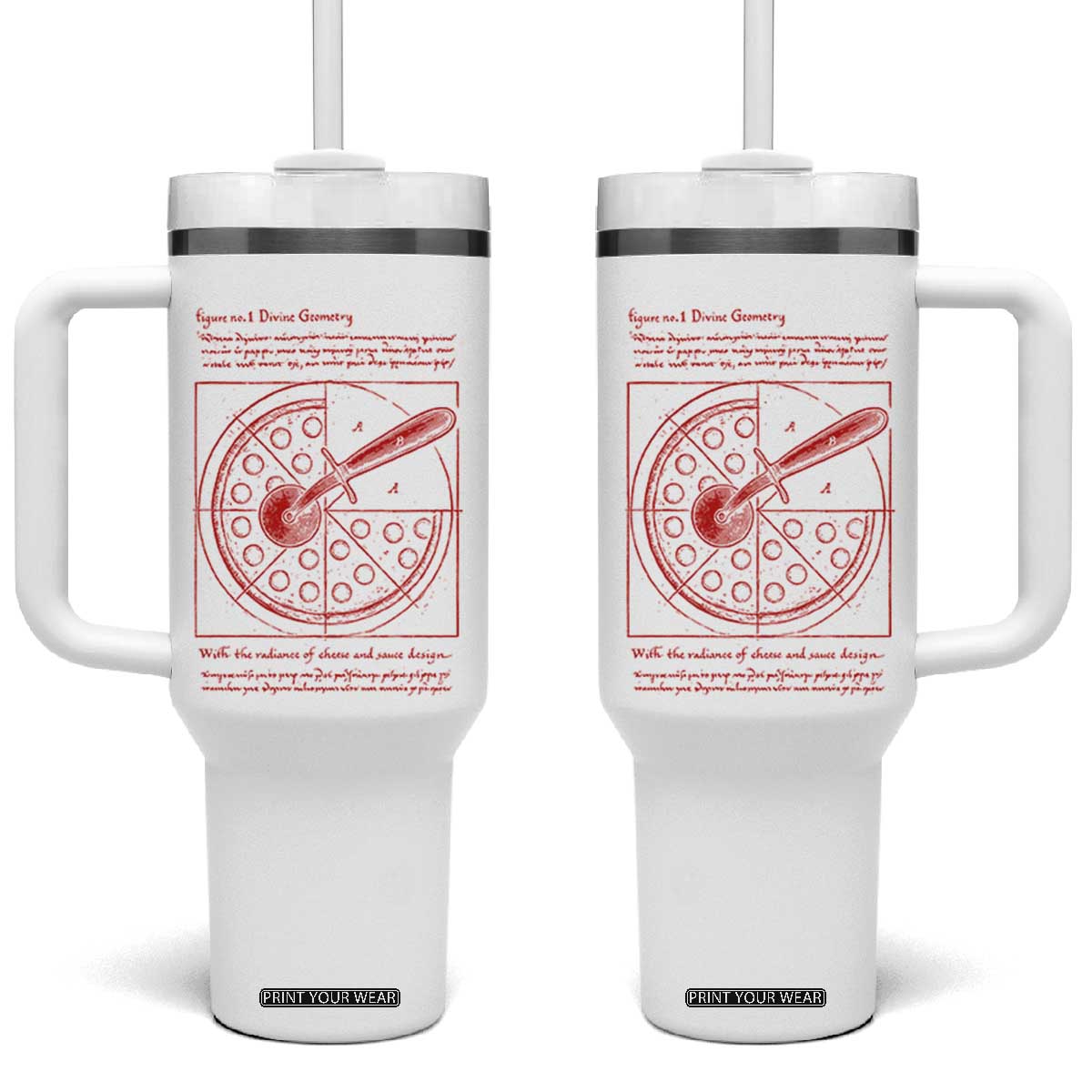 Funny The Vitruvian Pizza Tumbler With Handle Pizza Baker Leonardo Da Vinci Artwork