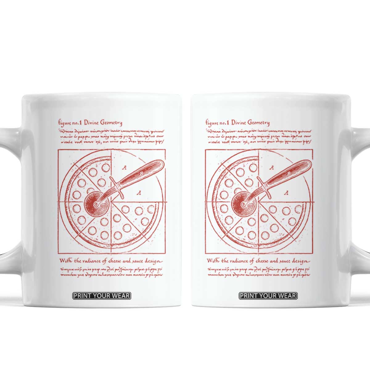 Funny The Vitruvian Pizza Coffee Mug Pizza Baker Leonardo Da Vinci Artwork