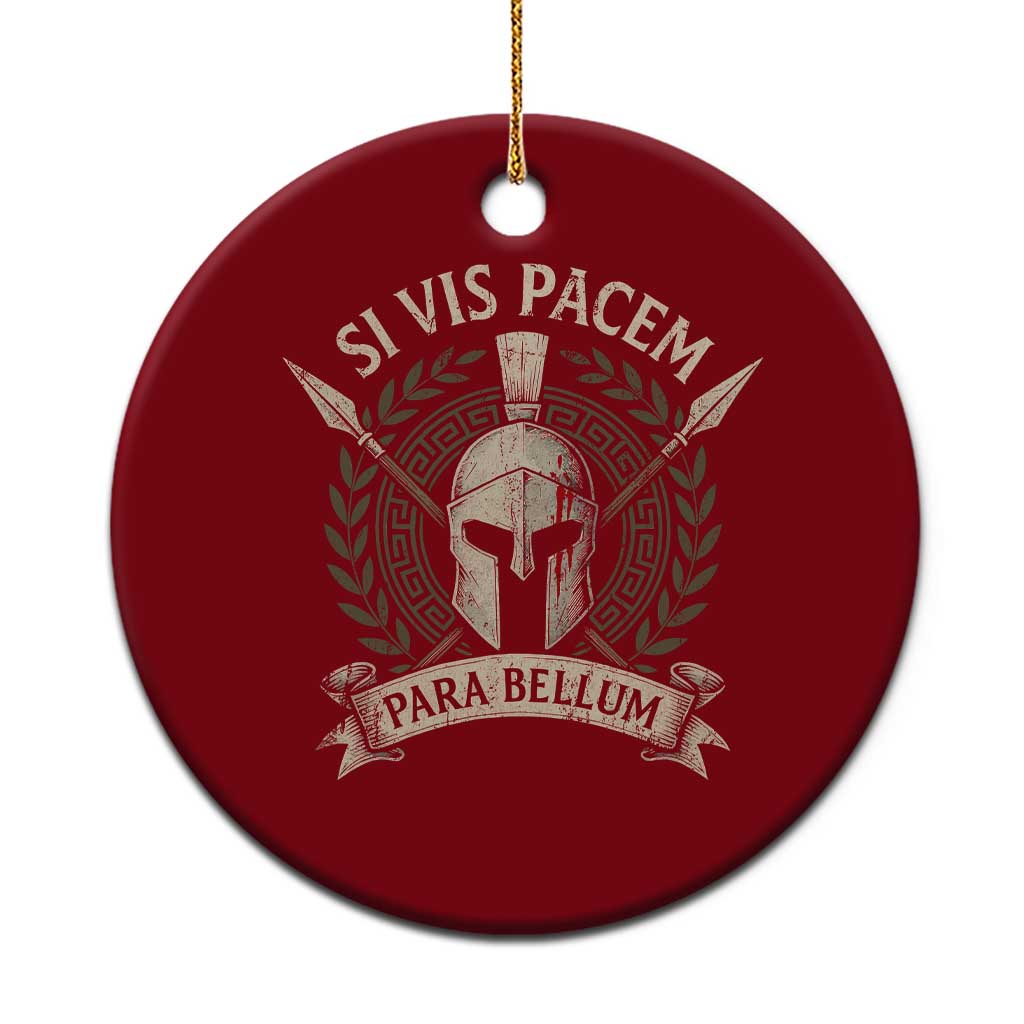 Spartan Warrior Ceramic Ornament Si Vis Pacem Para Bellum Latin Wisdom Proverb