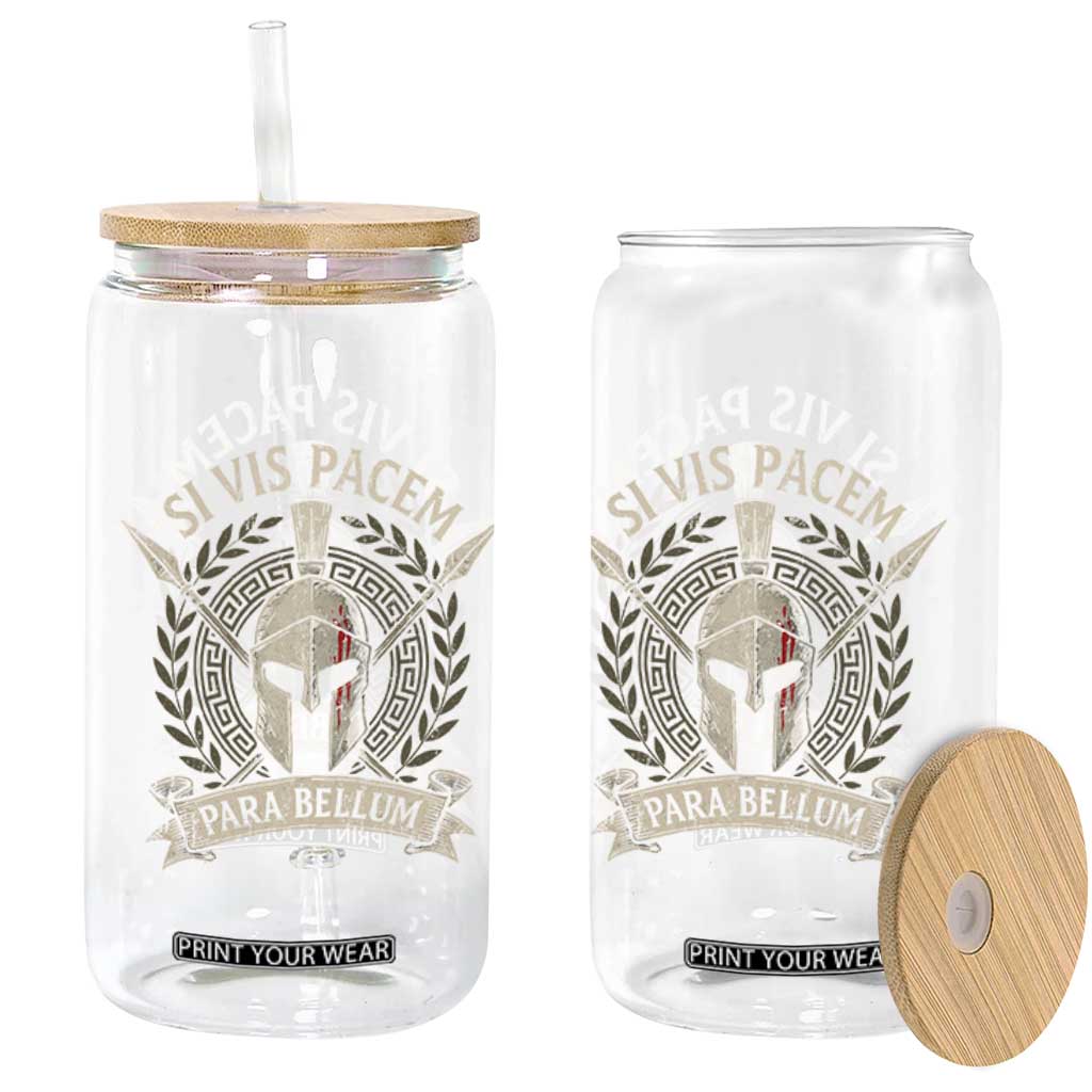 Spartan Warrior Glass Can Si Vis Pacem Para Bellum Latin Wisdom Proverb