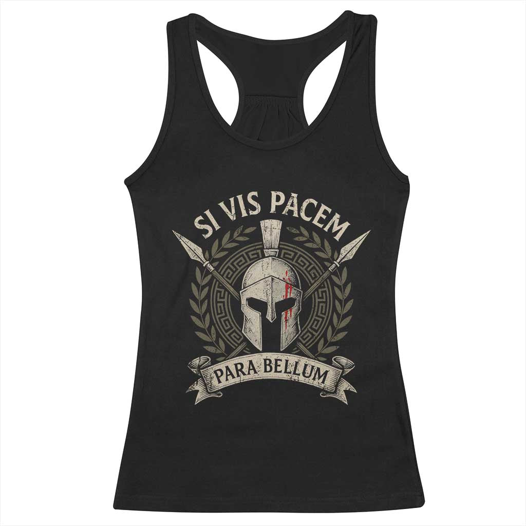 Spartan Warrior Racerback Tank Top Si Vis Pacem Para Bellum Latin Wisdom Proverb