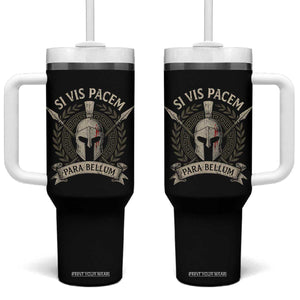 Spartan Warrior Tumbler With Handle Si Vis Pacem Para Bellum Latin Wisdom Proverb