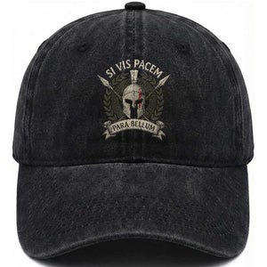 Spartan Warrior Washed Cotton Baseball Cap Si Vis Pacem Para Bellum Latin Wisdom Proverb
