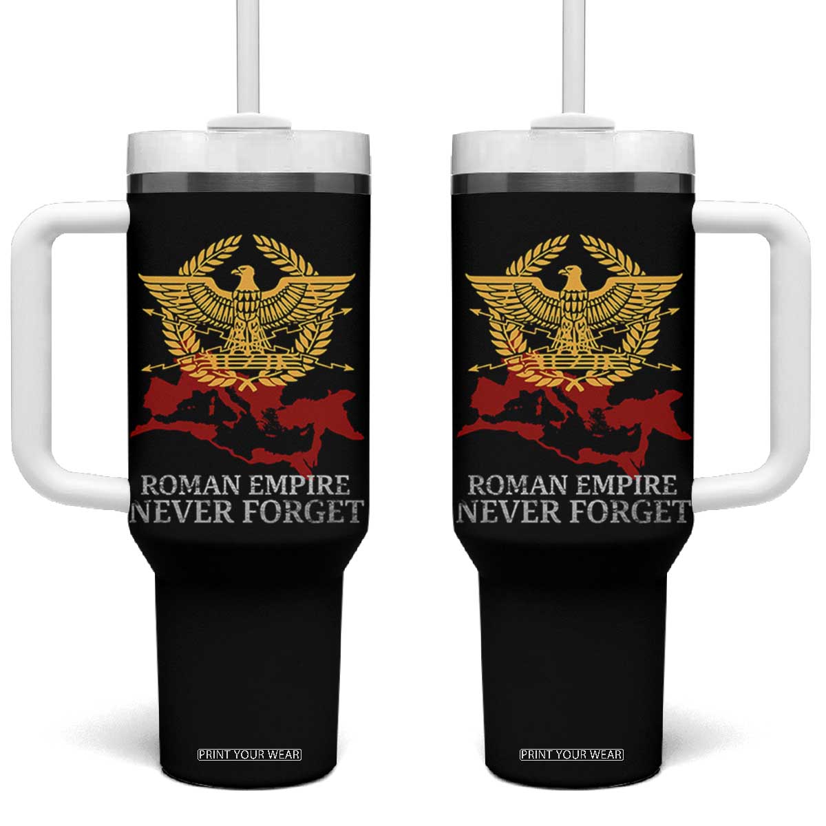 Roman Empire Never Forget Tumbler With Handle Vintage SPQR Rome Historical Maps