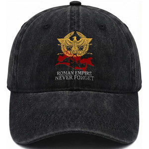 Roman Empire Never Forget Washed Cotton Baseball Cap Vintage SPQR Rome Historical Maps
