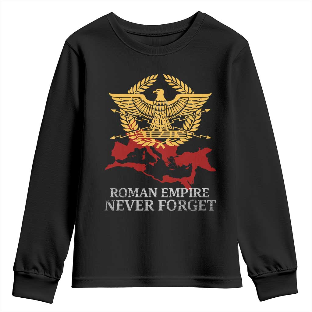 Roman Empire Never Forget Youth Sweatshirt Vintage SPQR Rome Historical Maps