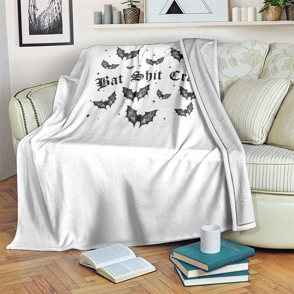 Funny Halloween Bat Shit Crazy Throw Blanket Horror Gothic Coquette Bat TS11 Print Your Wear