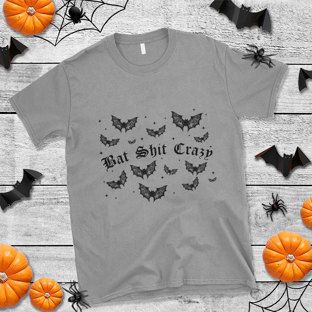 Funny Halloween Bat Shit Crazy T Shirt Horror Gothic Coquette Bat TS11 Sport Gray Print Your Wear