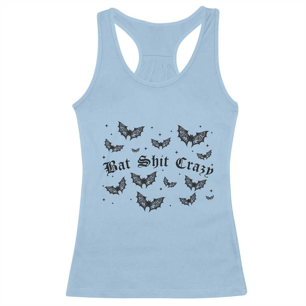 Funny Halloween Bat Shit Crazy Racerback Tank Top Horror Gothic Coquette Bat TS11 Light Blue Print Your Wear