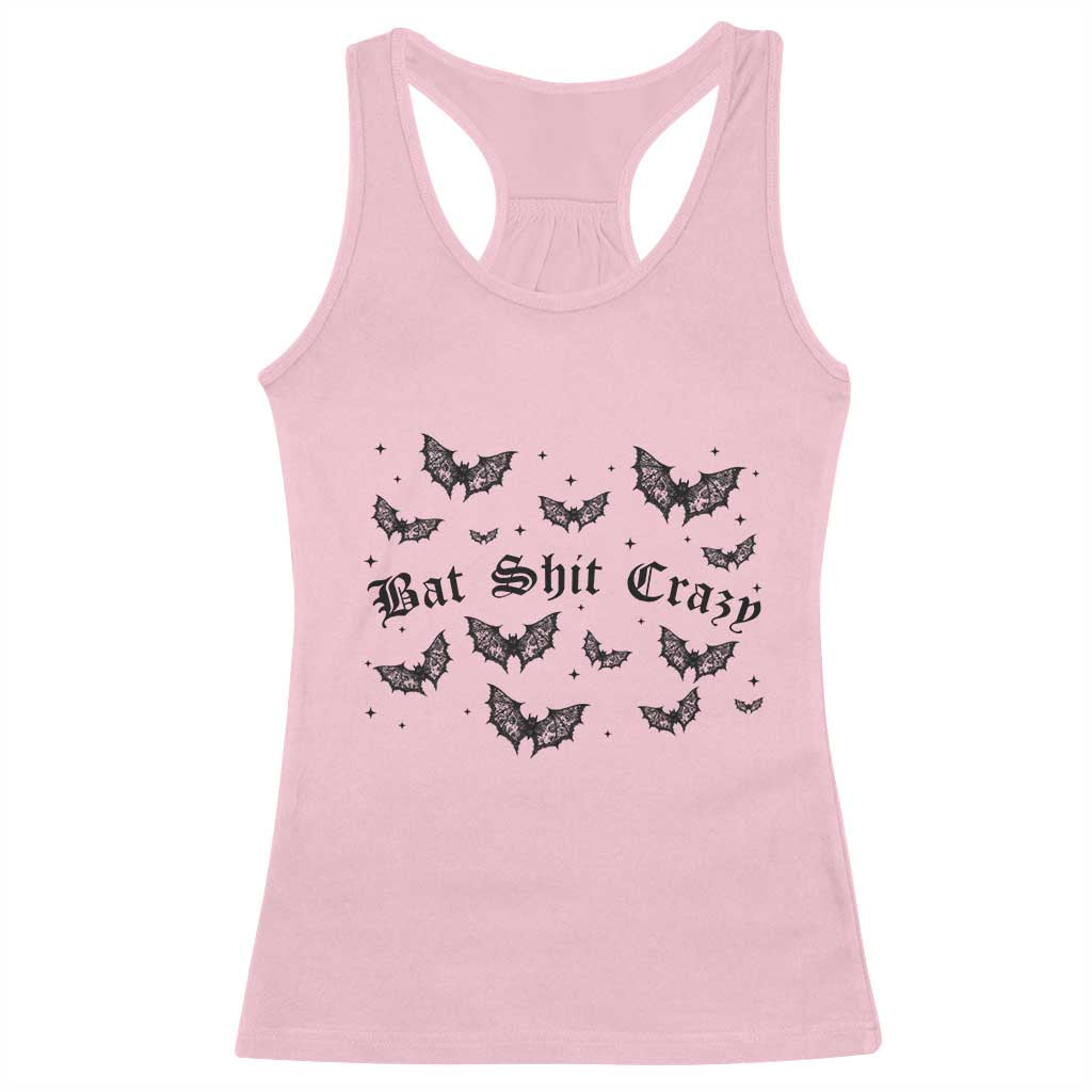 Funny Halloween Bat Shit Crazy Racerback Tank Top Horror Gothic Coquette Bat TS11 Light Pink Print Your Wear