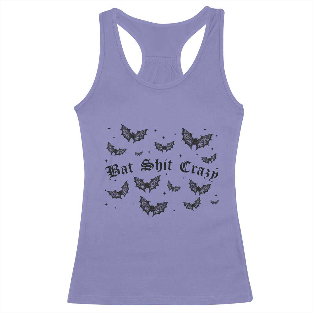 Funny Halloween Bat Shit Crazy Racerback Tank Top Horror Gothic Coquette Bat TS11 Violet Print Your Wear