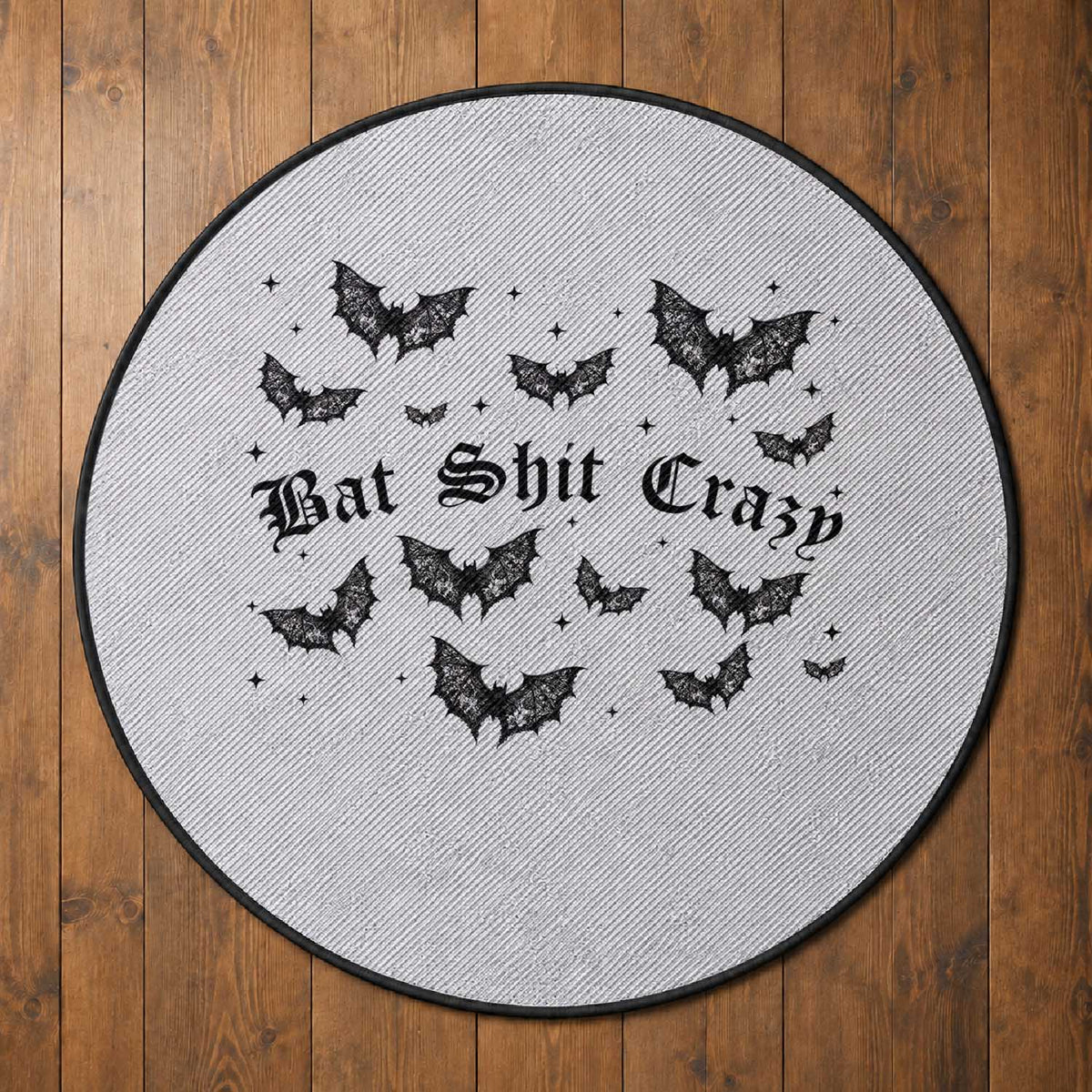 Funny Halloween Bat Shit Crazy Round Rug Horror Gothic Coquette Bat