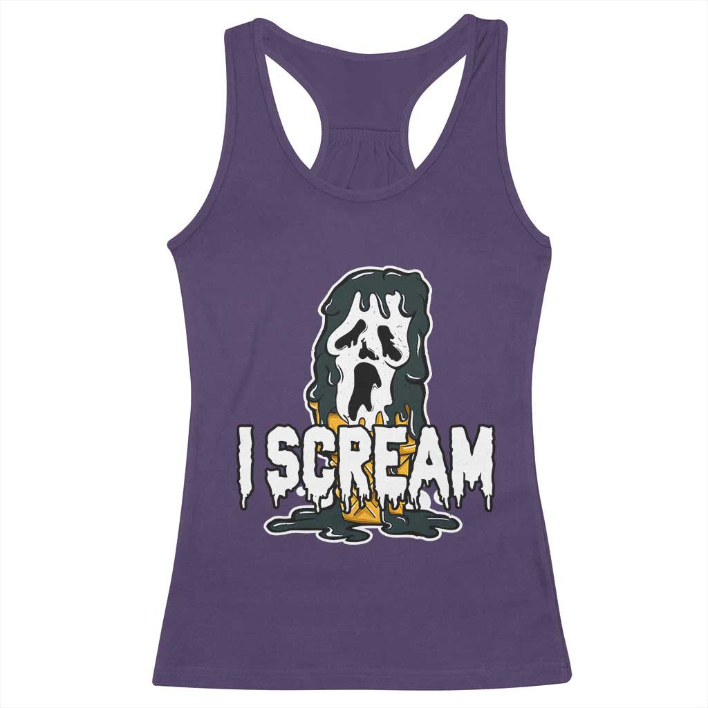 Funny Halloween Ghost Horror Face Racerback Tank Top I Scream Ice Cream Slasher Pun TS11 Purple Print Your Wear