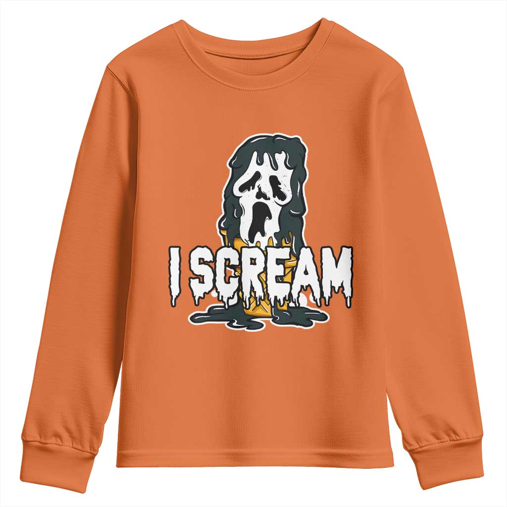 Funny Halloween Ghost Horror Face Youth Sweatshirt I Scream Ice Cream Slasher Pun TS11 Orange Print Your Wear