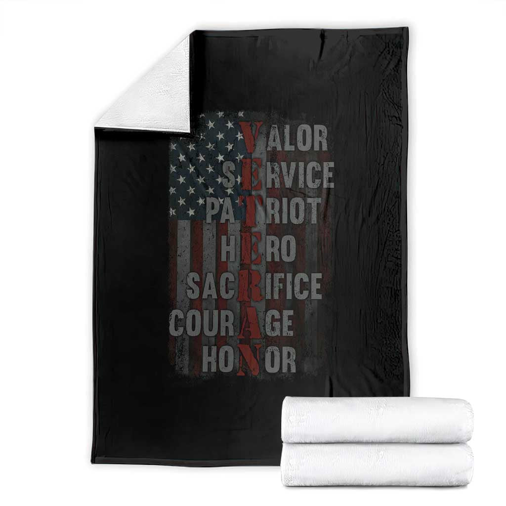 Veterans Valor Service Patriot Hero Sacrifice Courage Honor Throw Blanket American Flag TS11 Black Print Your Wear
