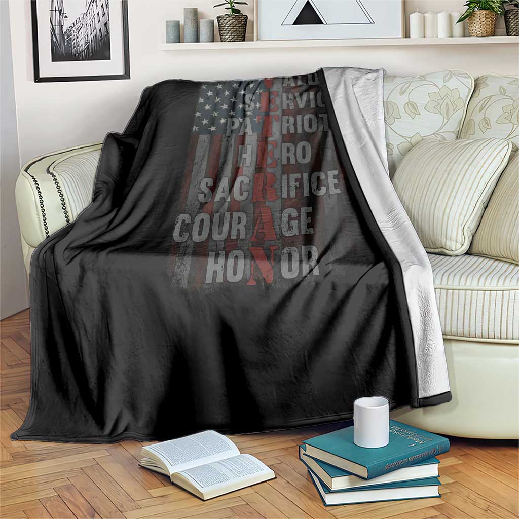 Veterans Valor Service Patriot Hero Sacrifice Courage Honor Throw Blanket American Flag TS11 Print Your Wear
