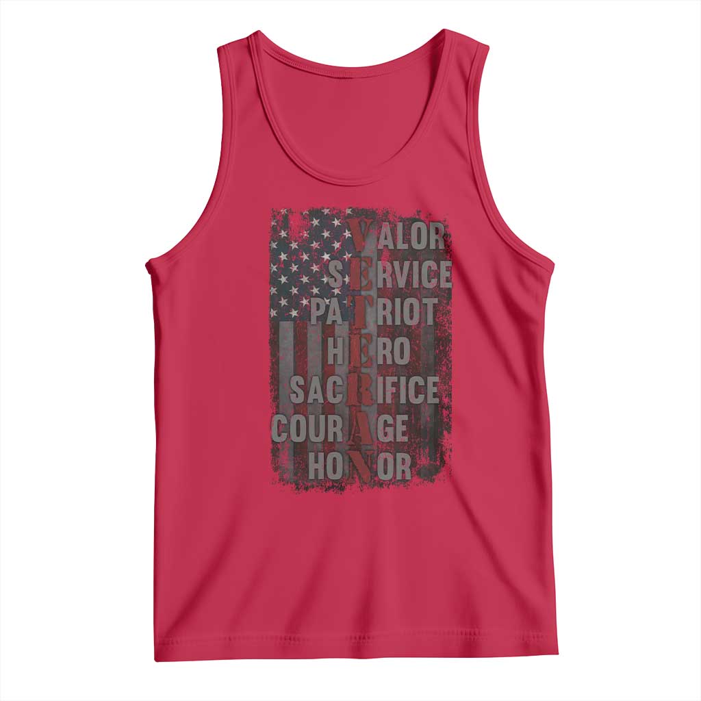 Veterans Valor Service Patriot Hero Sacrifice Courage Honor Tank Top American Flag TS11 Red Print Your Wear