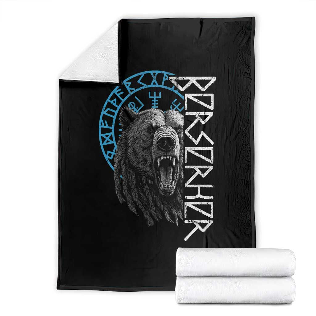 Viking Berserker Bear Warrior Odin Runes Nordic Compass Throw Blanket TS11 Black Print Your Wear