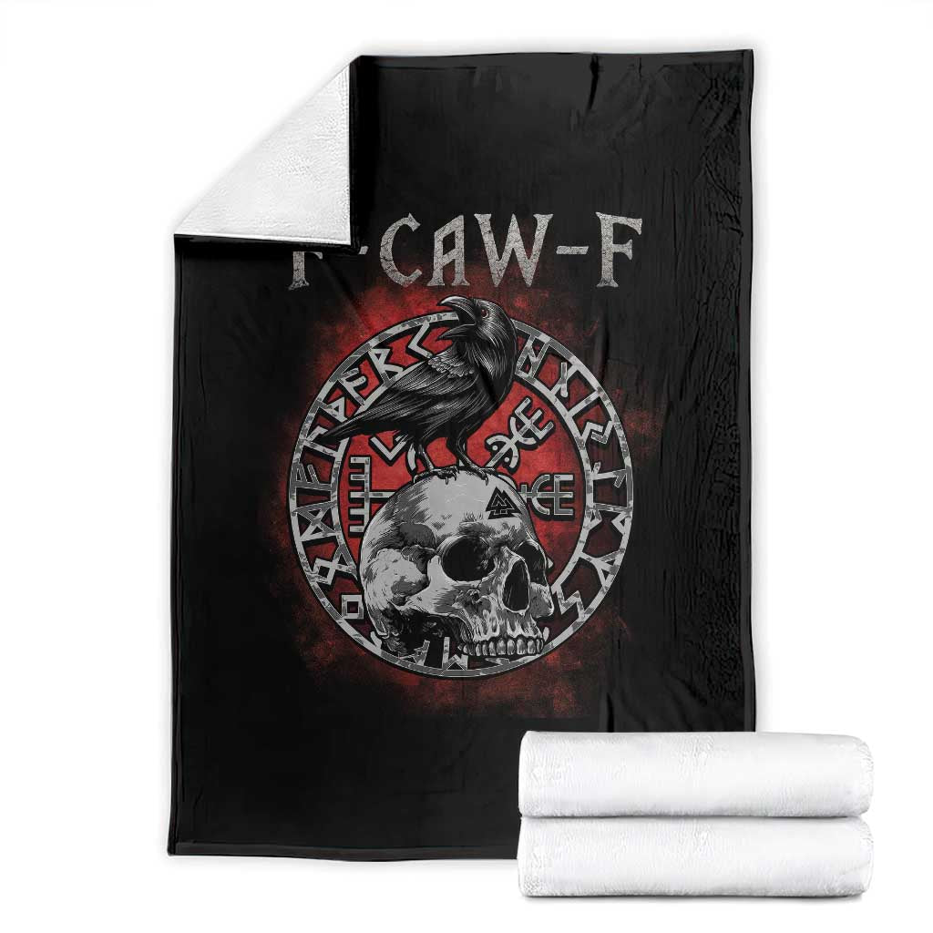 Funny F Caw F Viking Crow Throw Blanket Vegvisir Black Bird Gothic Skull Adult Humor TS11 Black Print Your Wear