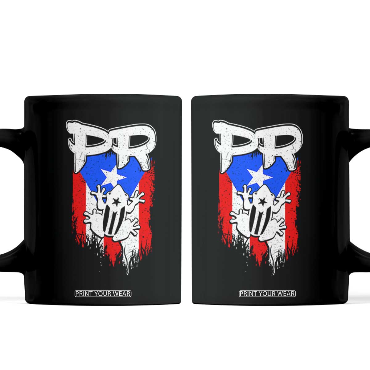 Puerto Rico Flag Hispanic Heritage Month Boricua Coqui Frog Coffee Mug TS11 Black Print Your Wear