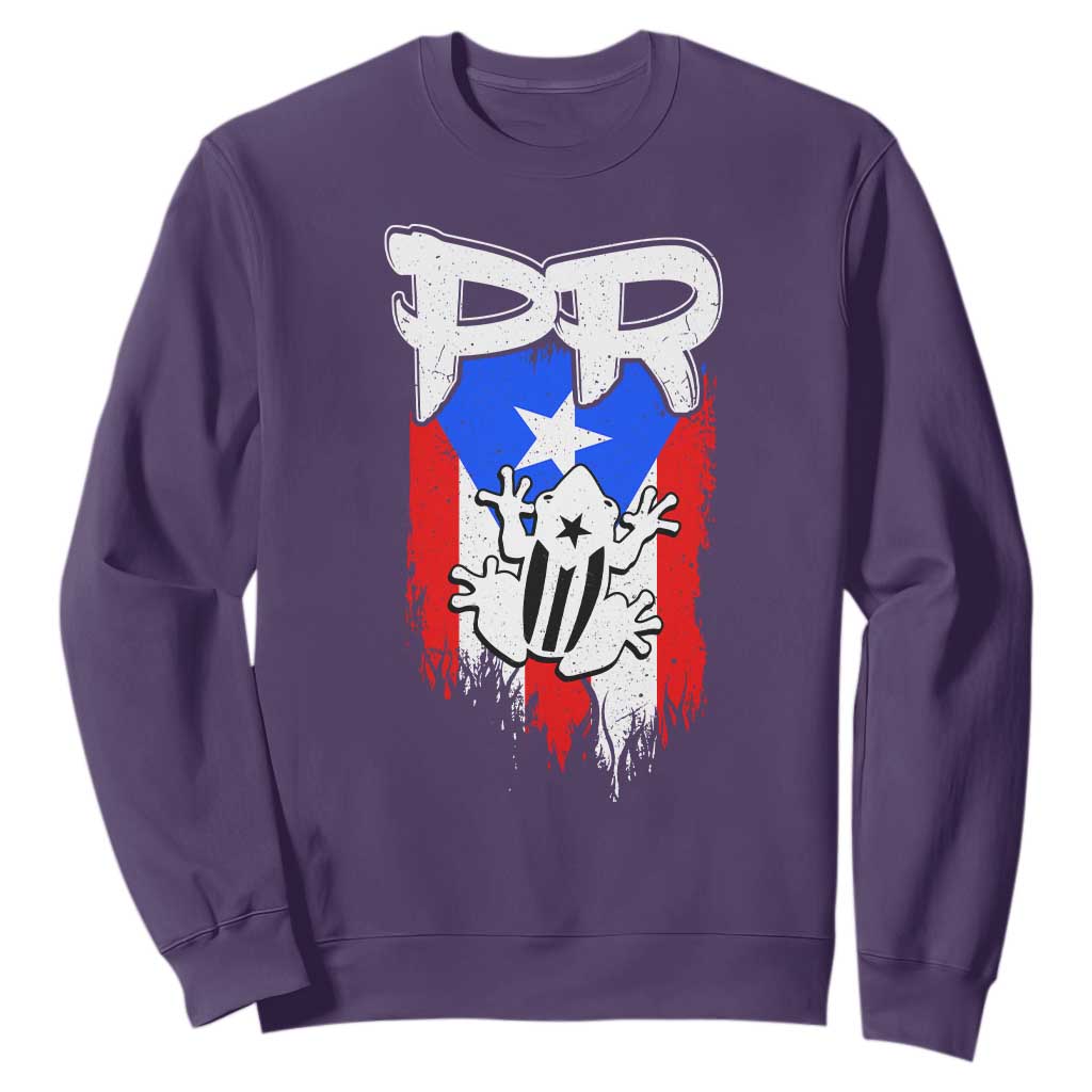Puerto Rico Flag Hispanic Heritage Month Boricua Coqui Frog Sweatshirt TS11 Purple Print Your Wear
