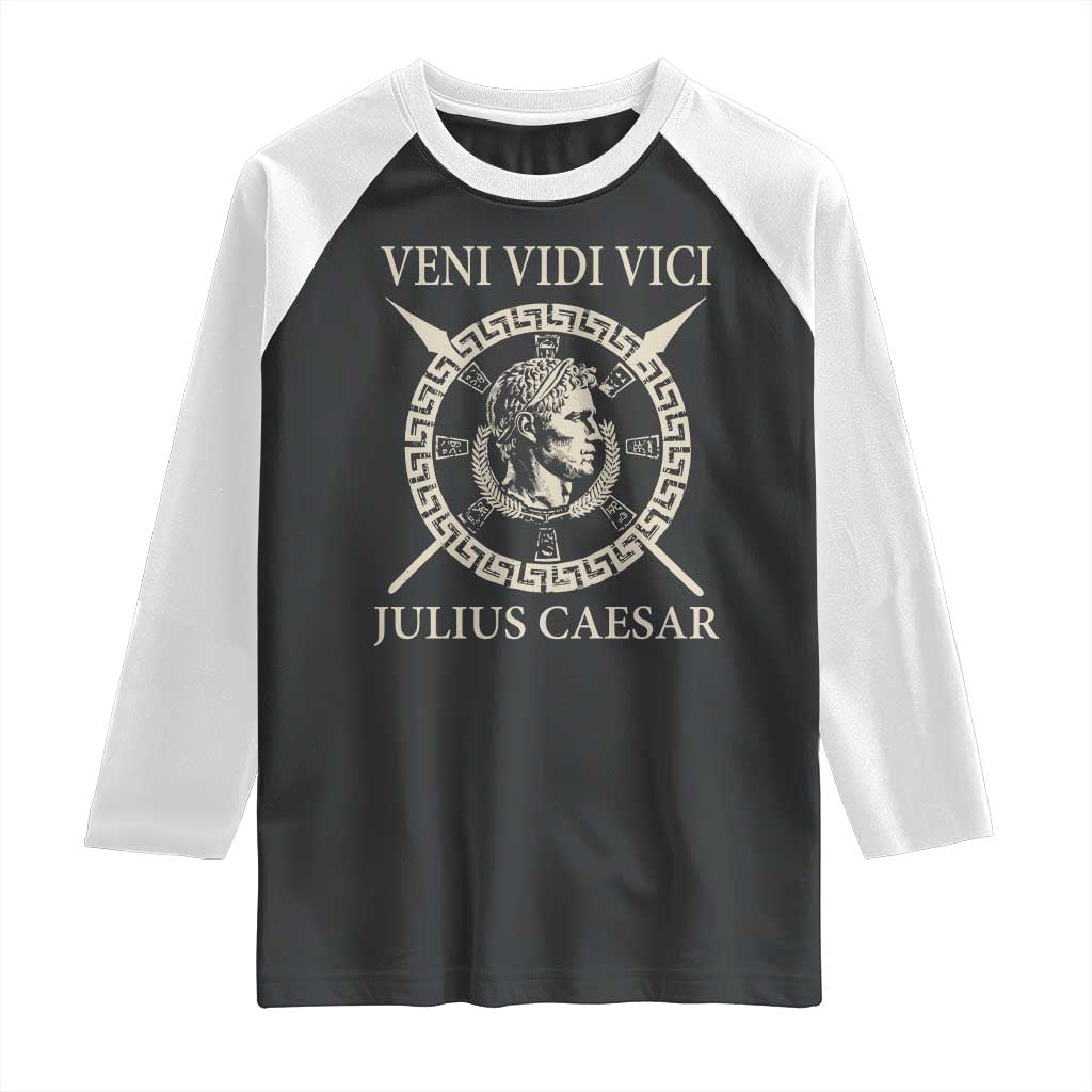 Julius Caesar Raglan Shirt Veni Vidi Vici Roman History TS11 Black White Print Your Wear
