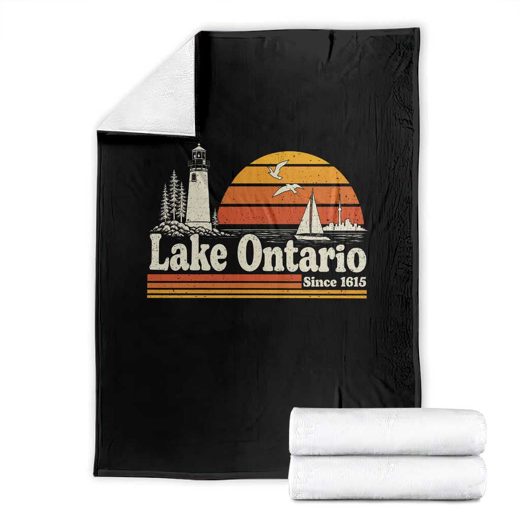 Lake Ontario Throw Blanket Retro Sunset Great Lakes Souvenir