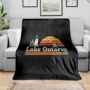 Lake Ontario Throw Blanket Retro Sunset Great Lakes Souvenir