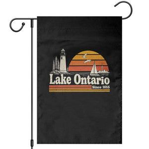 Lake Ontario Garden Flag Retro Sunset Great Lakes Souvenir