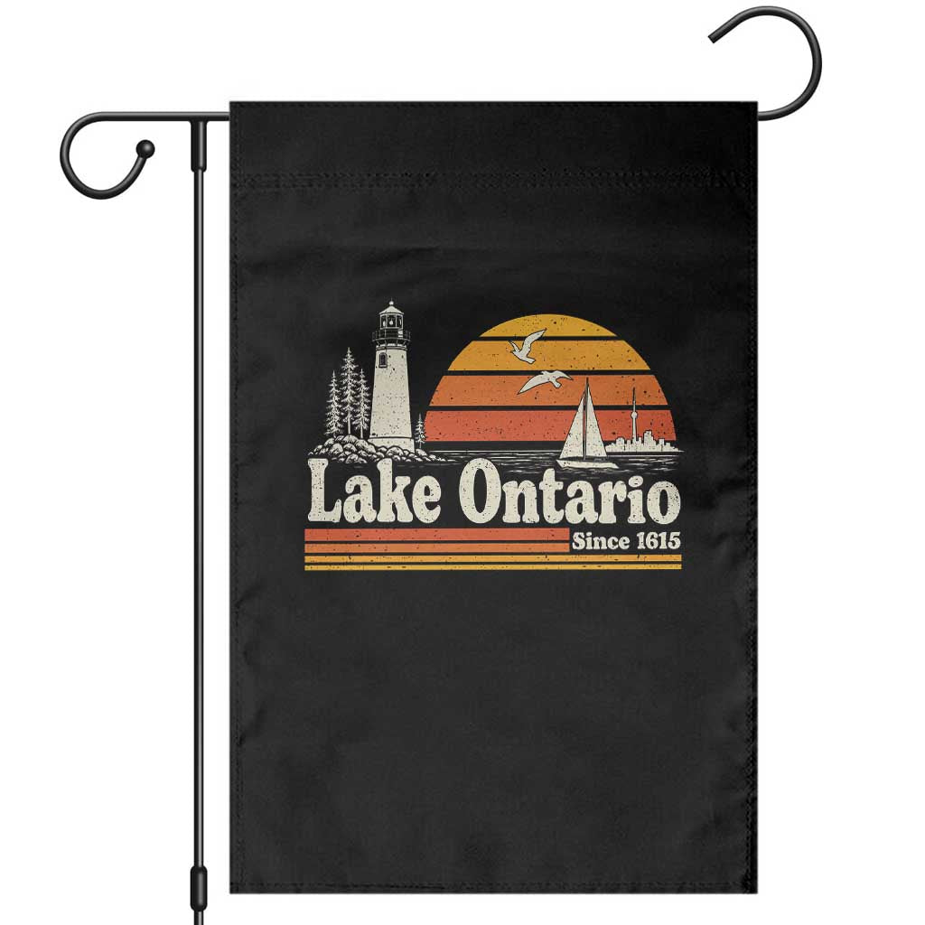 Lake Ontario Garden Flag Retro Sunset Great Lakes Souvenir