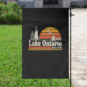 Lake Ontario Garden Flag Retro Sunset Great Lakes Souvenir