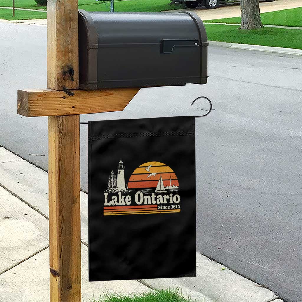Lake Ontario Garden Flag Retro Sunset Great Lakes Souvenir