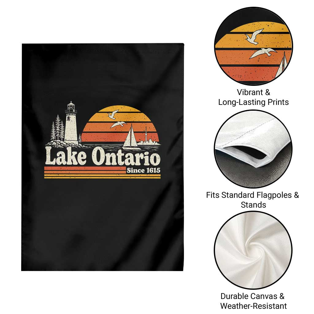 Lake Ontario Garden Flag Retro Sunset Great Lakes Souvenir