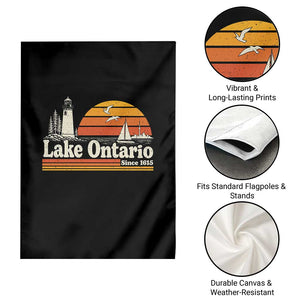 Lake Ontario Garden Flag Retro Sunset Great Lakes Souvenir