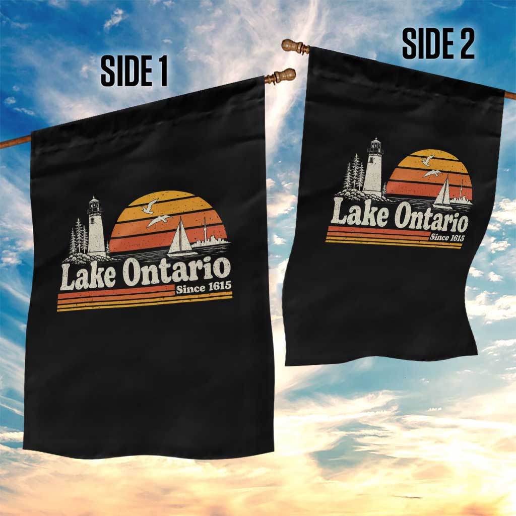 Lake Ontario Garden Flag Retro Sunset Great Lakes Souvenir
