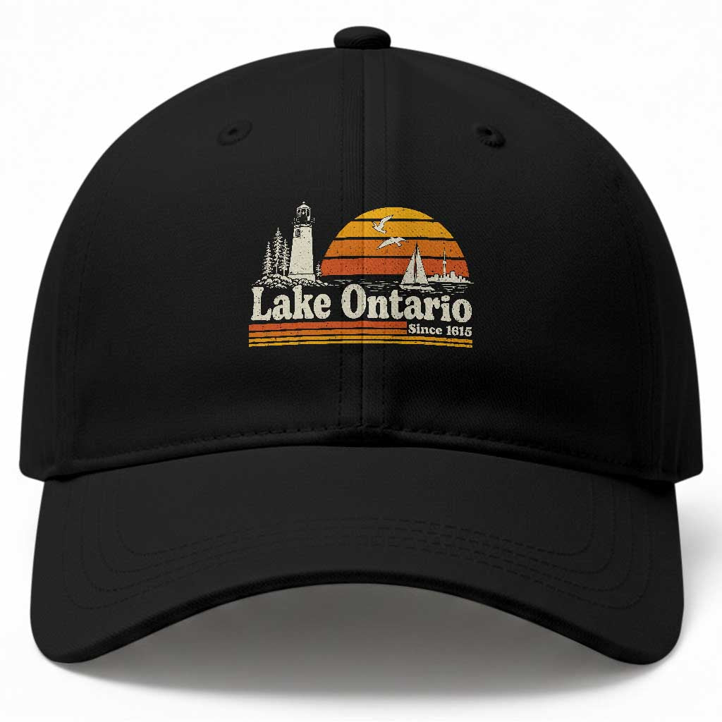 Lake Ontario Baseball Cap Retro Sunset Great Lakes Souvenir