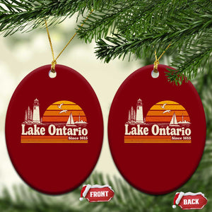 Lake Ontario Ceramic Ornament Retro Sunset Great Lakes Souvenir