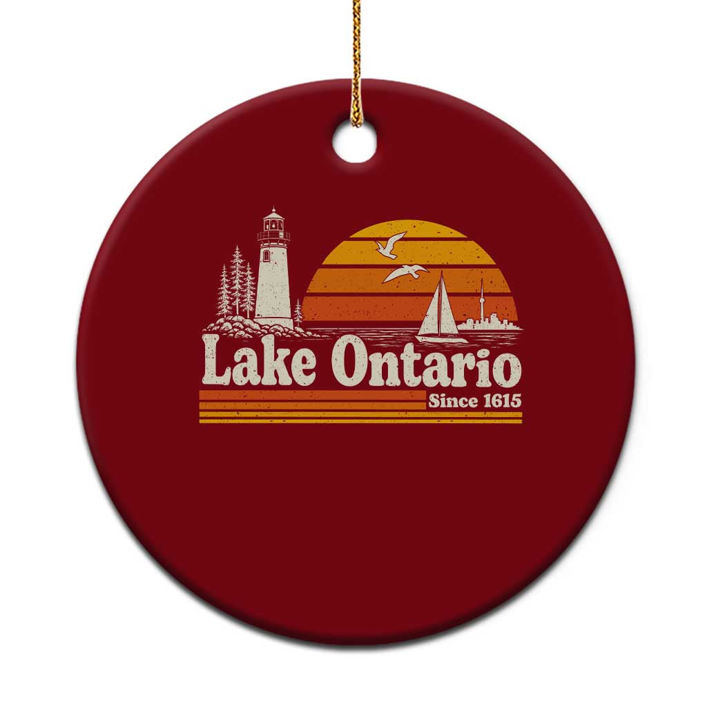 Lake Ontario Ceramic Ornament Retro Sunset Great Lakes Souvenir
