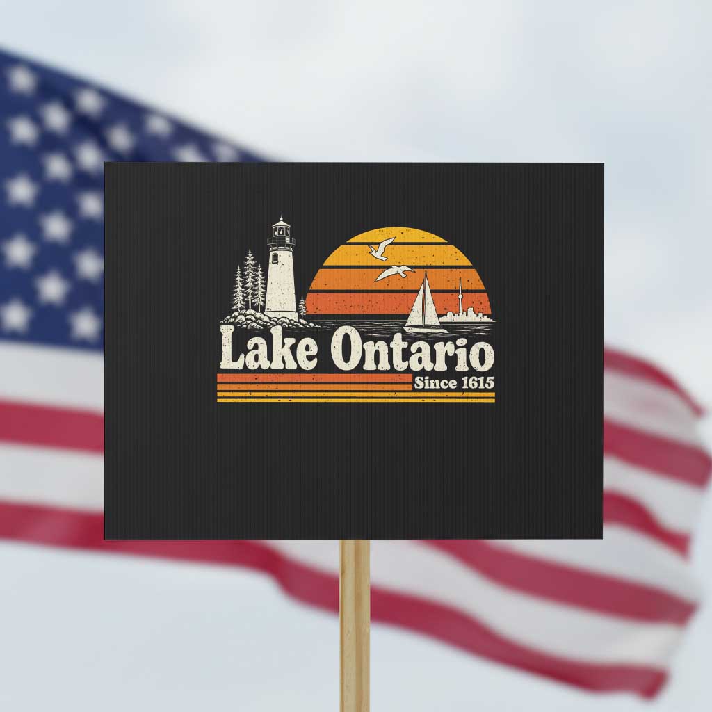 Lake Ontario Protest Sign Retro Sunset Great Lakes Souvenir