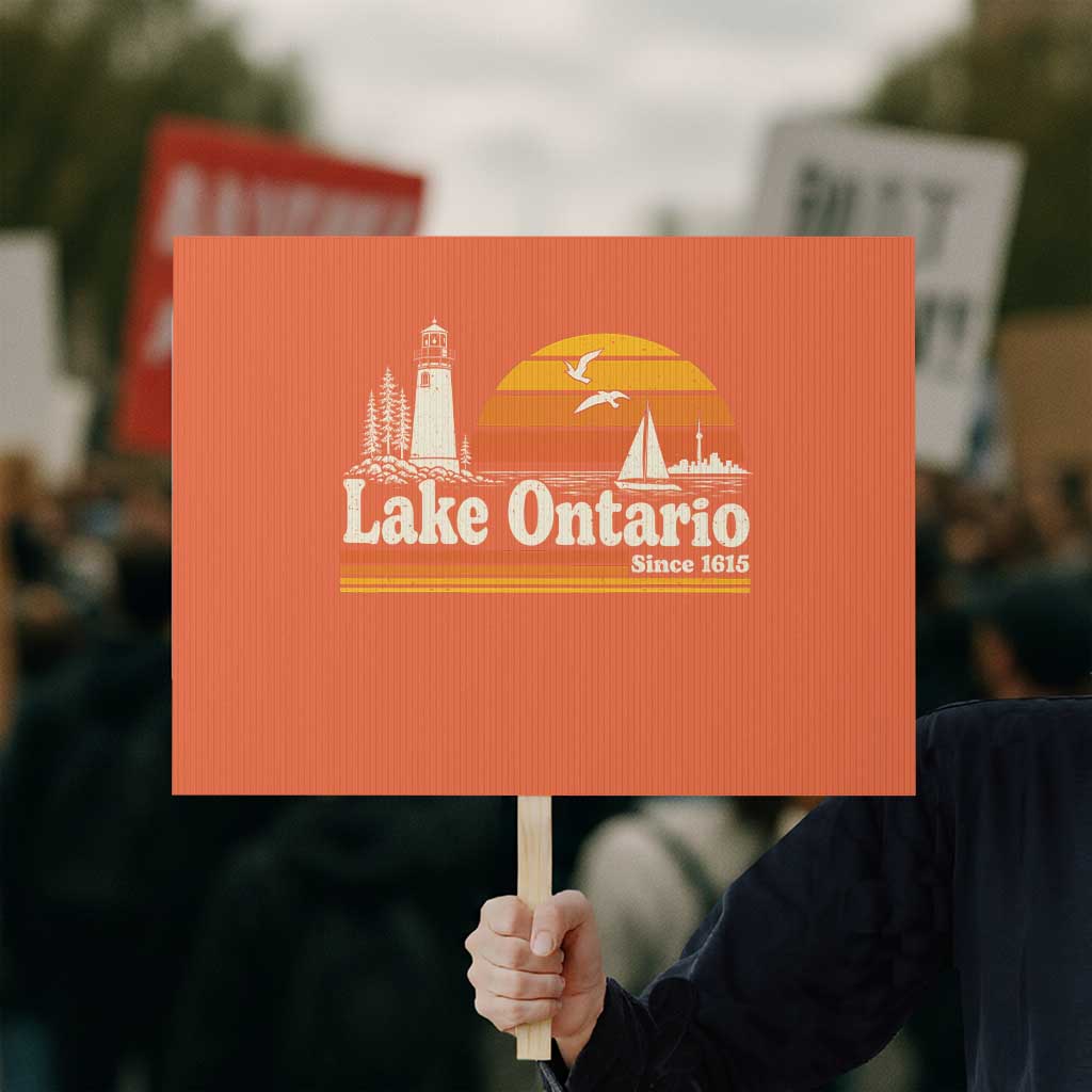Lake Ontario Protest Sign Retro Sunset Great Lakes Souvenir