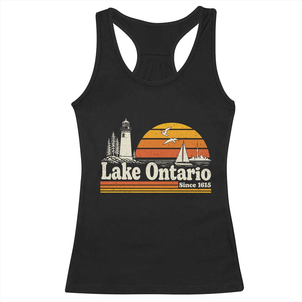 Lake Ontario Racerback Tank Top Retro Sunset Great Lakes Souvenir