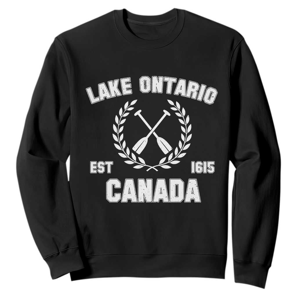 Lake Ontario Canada Est 1615 Sweatshirt Vintage Oar Boat Aethletic Sports Design