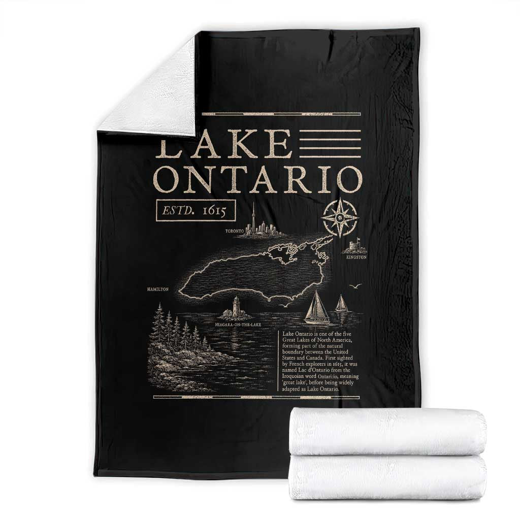 Lake Ontario Historic Map Throw Blanket Great Lakes Travel Nautical Souvenir
