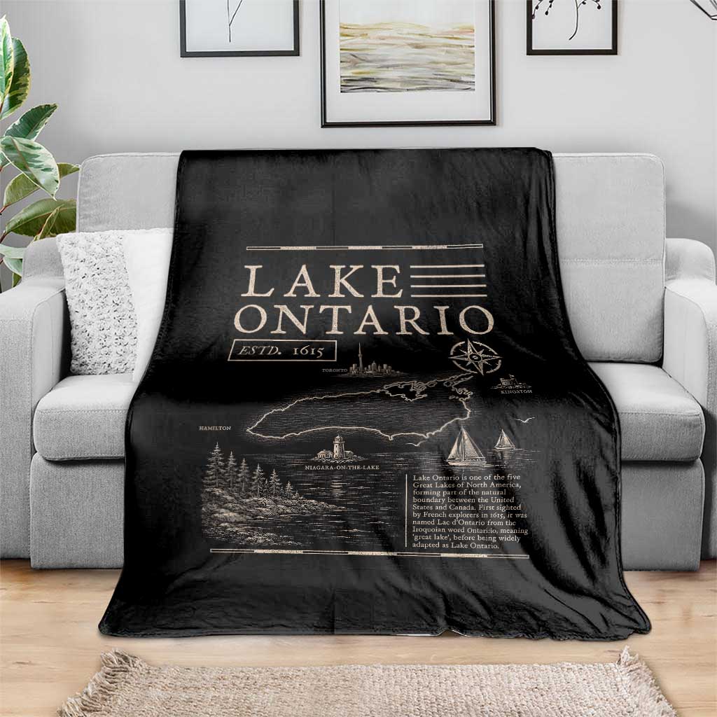 Lake Ontario Historic Map Throw Blanket Great Lakes Travel Nautical Souvenir