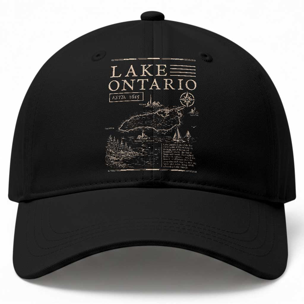 Lake Ontario Historic Map Baseball Cap Great Lakes Travel Nautical Souvenir