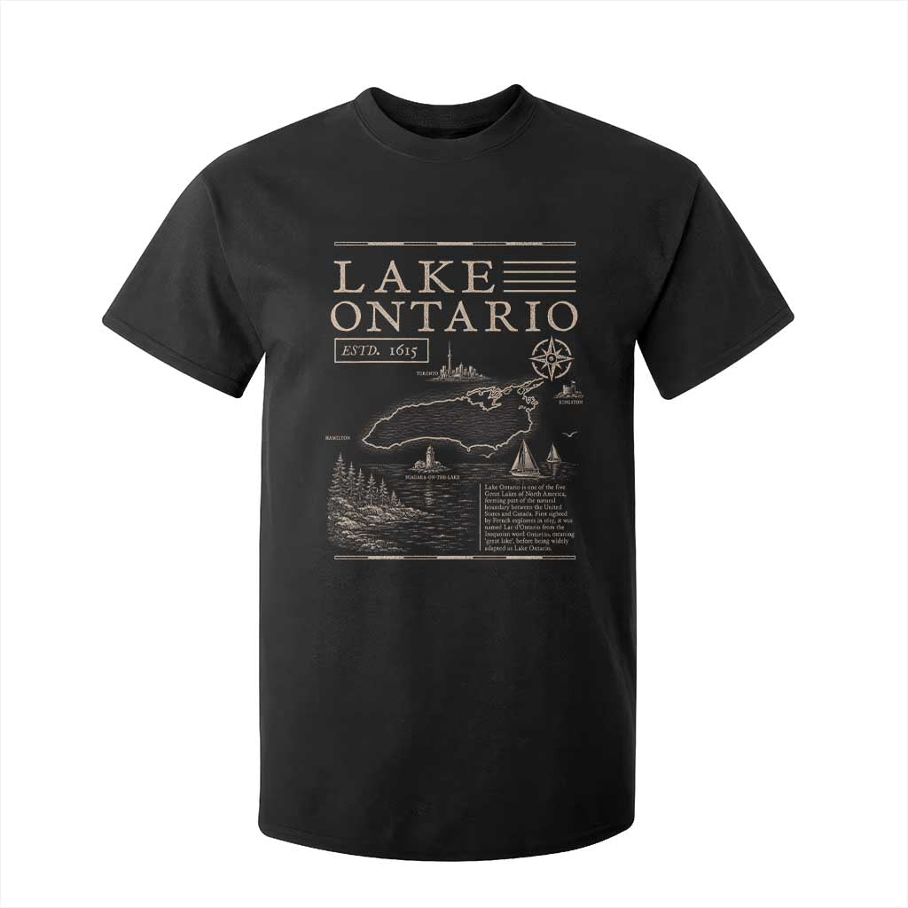 Lake Ontario Historic Map T Shirt For Kid Great Lakes Travel Nautical Souvenir