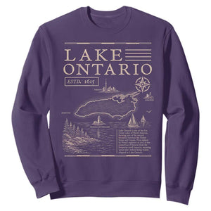 Lake Ontario Historic Map Sweatshirt Great Lakes Travel Nautical Souvenir
