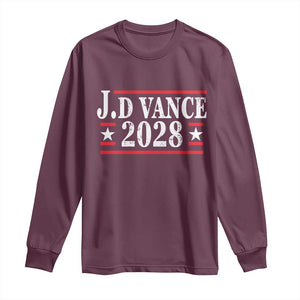 J.D Vance 2028 Long Sleeve Shirt Vintage Striped Star TS11 Maroon Print Your Wear